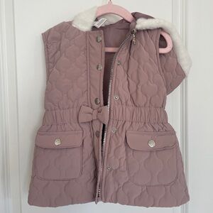Nicole Miller Blush Quilted Vest with Faux Fur Trim